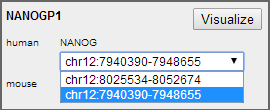 Drop-down menu to choose NANOG homolog